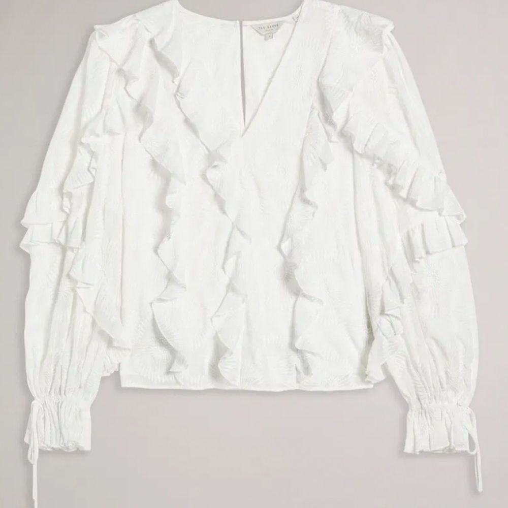 Ted Baker White Ruffle Blouse